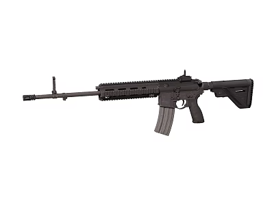 Black Modern Assault Rifle with Barrel Magazine and Tactical Stock for Military Use 3d model