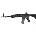 Black Modern Assault Rifle with Barrel Magazine and Tactical Stock for Military Use