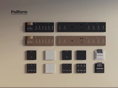 Poliform Modern Electrical Appliance Switch Panels And Socket Outlets In Various Colors 3d model