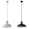 Modern Black And White Pendant Lights With Leather Accents And Metal Shades Design