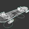Stylish Skateboard Design With Blue Brown Deck And Red Accents Wheels And Decorative Elements
