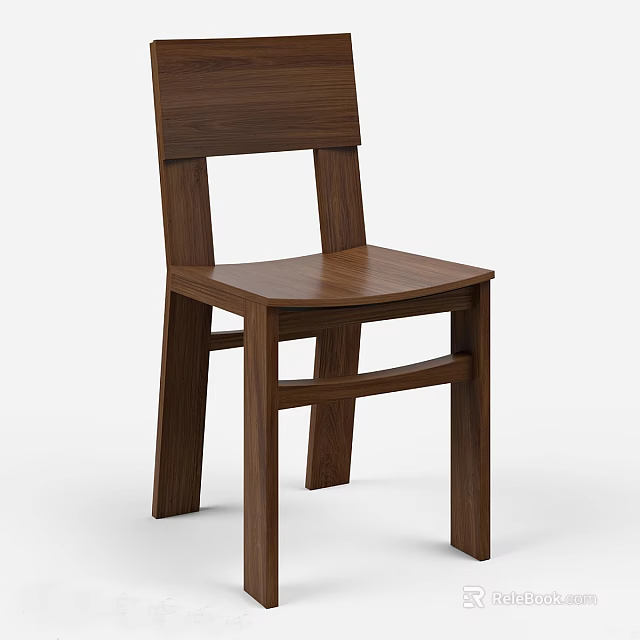 Solid Wood Dining Chair With Modern Minimalist Design And Sturdy Structure 3d model