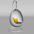White Egg Shaped Hanging Chair With Yellow Cushions Gray Seat And Metal Stand