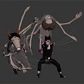 Various Artistic Designed Dolls With Horns Tall Figure Black Outfit And Dynamic Poses
