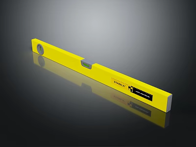 Yellow STABILA Spirit Level Tool With Bubble Vial And Gray Ends 3d model