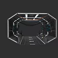 Futuristic Space Capsule Interior With Octagonal Structure Ceiling Light Strips Side Monitors And Metallic Texture 3d model