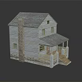 Cartoon Scene White House Model With Gray Roof Chimney Porch Steps And Windows
