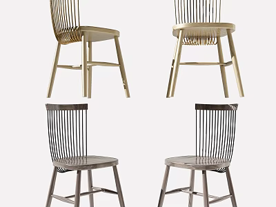 Sleek Leisure Chairs With Wooden Frame Woven Backrest And Various Color Options For Home Decor 3d model