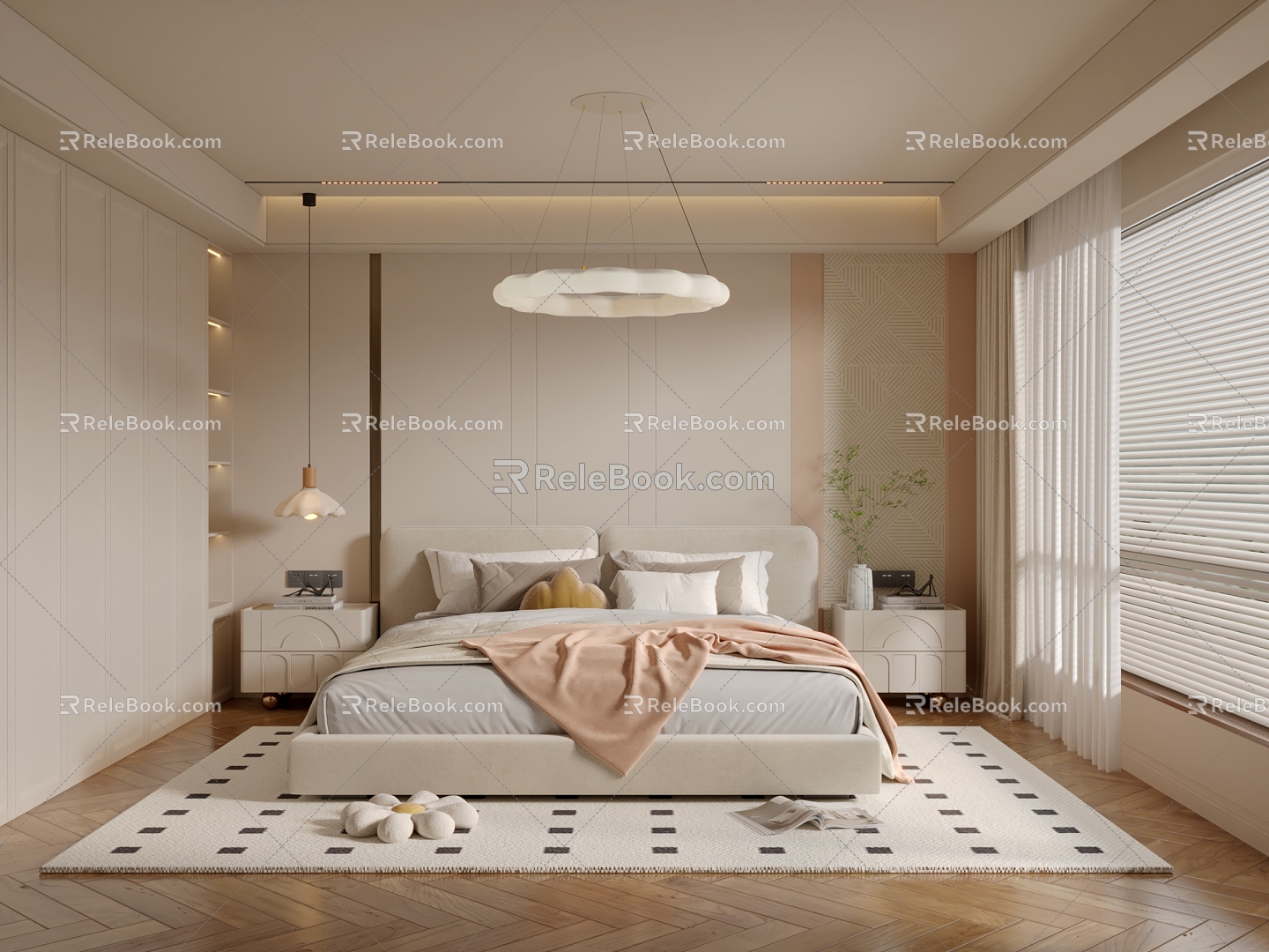 Modern Cream Style Bedroom 3d model