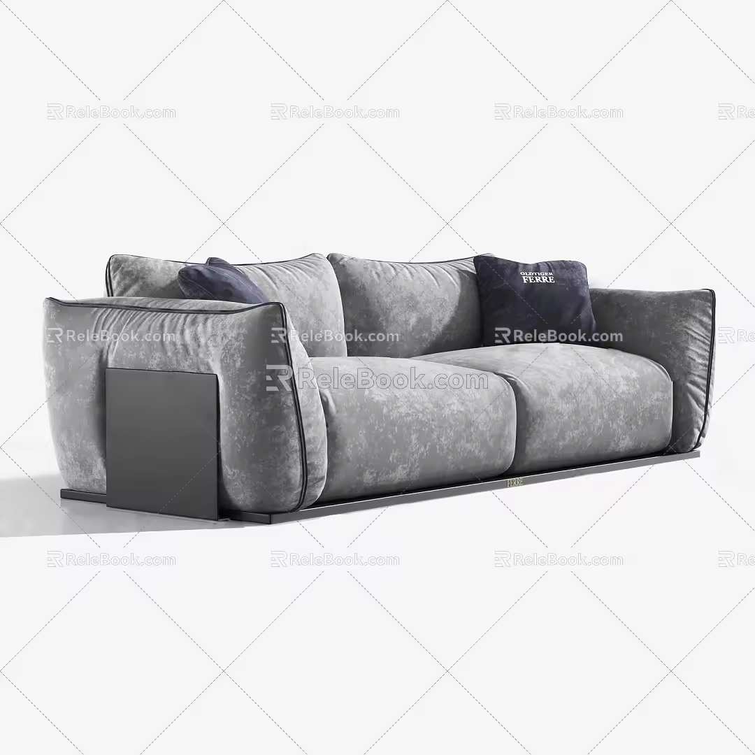 modern double sofa sofa 3d model