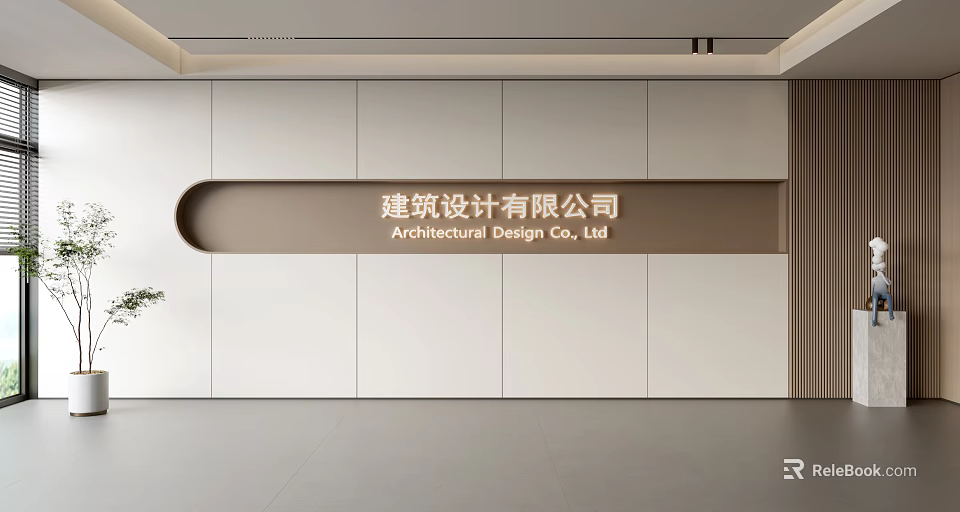 Modern Minimalist Corporate Background Wall With Architecture Design Company Name And Smooth Finish 3d model 