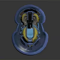 Decorative Ornament Set Featuring Futuristic Mechanical Design Yellow Blue Color Transparent Panel And Sturdy Base