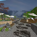 Rooftop Courtyard Garden With Red Maple Tree Pebble Path Outdoor Seating And Wooden Deck