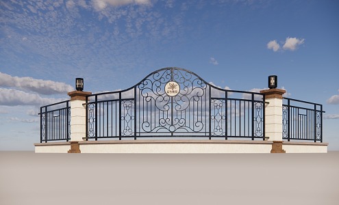 European-style wrought iron fence 3d model