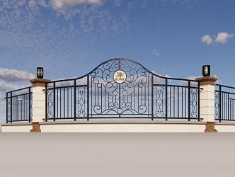 European-style wrought iron fence 3d model