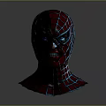 Red And Black Spider Man Mask With Blue Eyes And Web Pattern Design