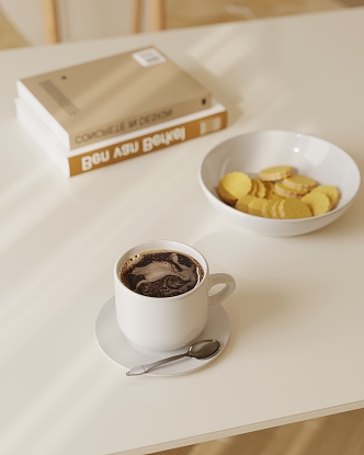 Modern Coffee Books Food 3d model