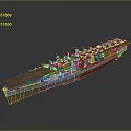 Large Ship With Multiple Funnels Brown Deck And Blue Hull Design 3d model