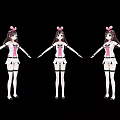 Three Anime Female Characters In White Outfit With Pink Bow Different Poses