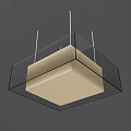 Modern Minimalist Chandelier Featuring Metal Rods Beige Shade and Transparent Panels