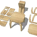 Wooden Stool Design With Assembled Components And Simple Structure Parts 3d model