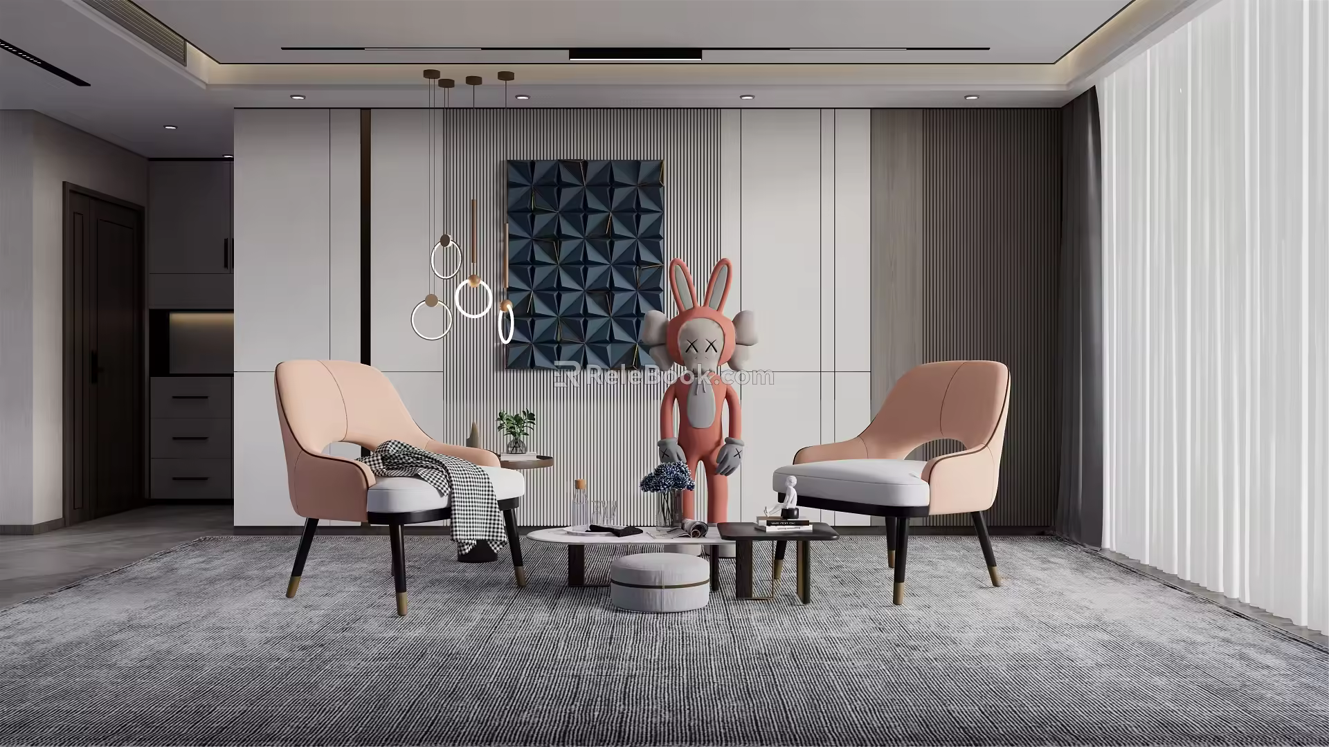 Modern leisure sofa combination shaped sofa coffee table combination 3d model