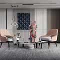 Modern leisure sofa combination shaped sofa coffee table combination 3d model