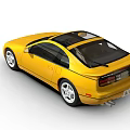 Yellow Classic Two Door Sports Car With Black Roof And White Wheels