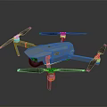 Professional Blue Quadcopter Drone With HD Camera And Four Propellers 3d model