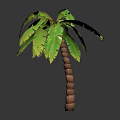Realistic 3D Palm Tree With Green Leaves Brown Knotted Trunk Against Gray Background