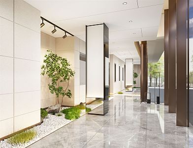 Modern aisle Sales Office Corridor 3d model