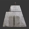 Concrete Barrier Blocks With Metal Loops In Cone And Rectangular Shapes 3d model