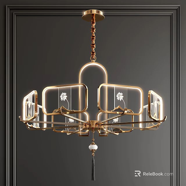 Elegant Modern Gold Frame Chandelier With Crystal Elements For Interior Design 3d model