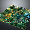 Vibrant Natural Landscape Artwork With Green Gold Blue Tones And Scenic Elements