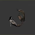 Fantasy Mermaid With Long Black Hair And Brown Red Tail Mythical Creature