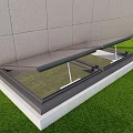 Residential Building Featuring Glass Skylight Structure On Green Grass With Gray Wall 3d model