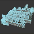Detailed Ancient Ruins 3D Model With Stone Walls Room Layout And Trees