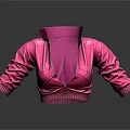 Trendy Pink Short Jacket With Open Front Zipper And Cuffed Sleeves