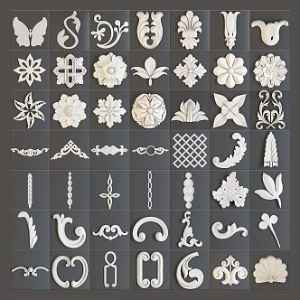 European-style Carved Component Combination Wall Decoration Carved Decoration 3d model