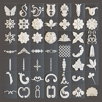 European-style Carved Component Combination Wall Decoration Carved Decoration 3d model