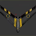 Gray Airplane Wing Model With Yellow Black Stripes And Circular Markings On Dark Background