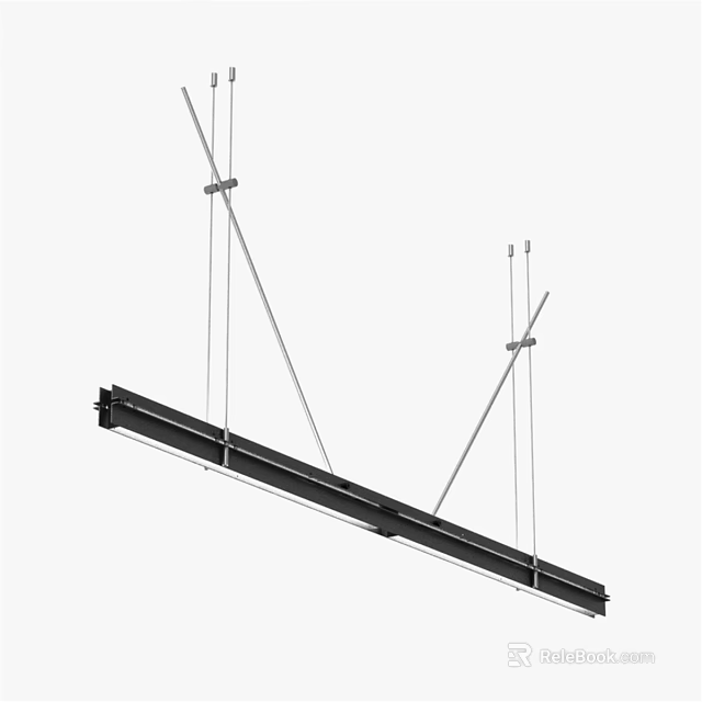 Modern Linear Chandelier With Metal Hanging Structure For Kitchen Dining Room 3d model 