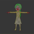 Modern game character girly 3d model