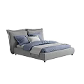 Modern Double Bed With Gray Headboard And Blue Gray Bedding Set 3d model