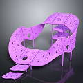 Abstract Purple Curved Perforated Art Installation With Unique Modern Structure Design