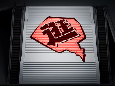 Shopping Mall Photo Spot With Escalators And Red Sign Featuring Chinese Character 3d model