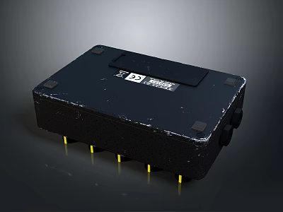 Black Industrial Electrical Device With Yellow Plugs And Weatherproof Enclosure 3d model