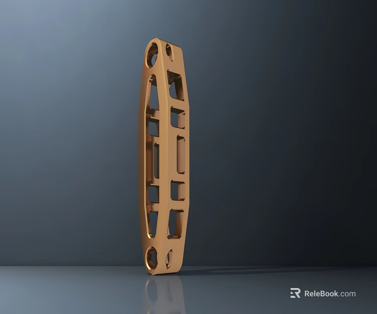 Brown Vertical Structural Component With Geometric Hollow Design And Holes 3d model 