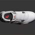 White Sports Sneakers With Red Logo And Gray Decorative Design Details