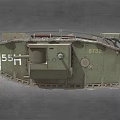 Historical Military Tank With 55H Marking Green Body Red White Stripes Turret And Cannon Details